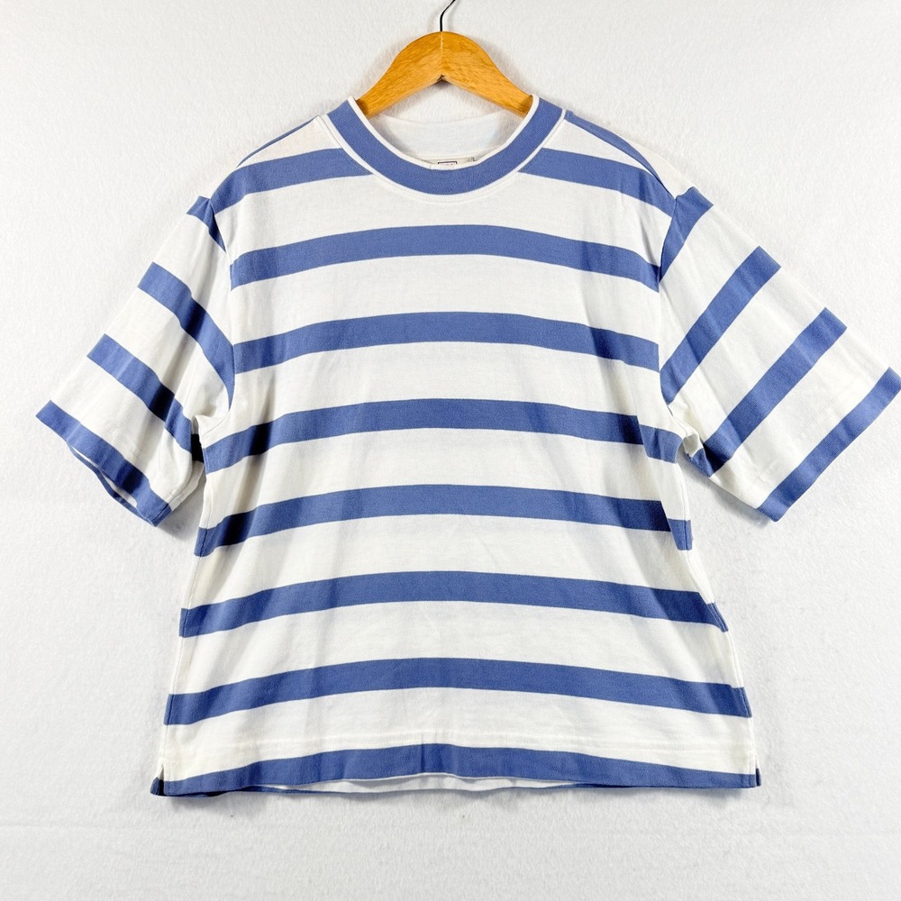 AYR White and Blue Striped Short Sleeve Tee